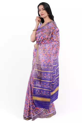 Lavendar mulberry pure silk single ikkat  saree