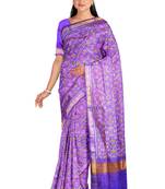 Lavendar mulberry pure silk single ikkat  saree