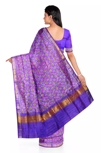 Lavendar mulberry pure silk single ikkat  saree