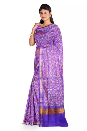 Lavendar mulberry pure silk single ikkat  saree