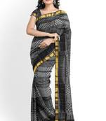 Black mulberry pure silk single ikkat  saree