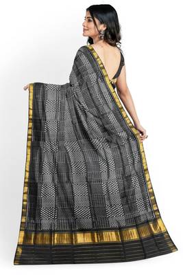 Black mulberry pure silk single ikkat  saree 2
