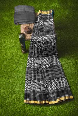 Black mulberry pure silk single ikkat  saree 3