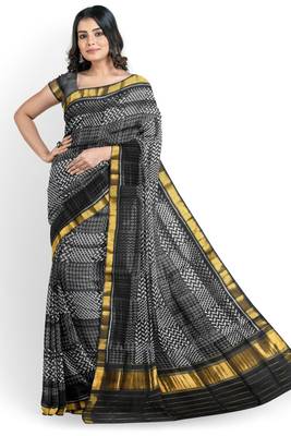 Black mulberry pure silk single ikkat  saree 5