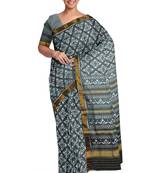 Green mulberry pure silk single ikkat  saree