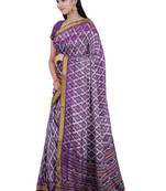 Purple mulberry pure silk single ikkat  saree
