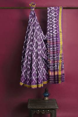 Purple mulberry pure silk single ikkat  saree 3