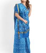 Turquoise blue mulberry pure silk single ikkat  saree