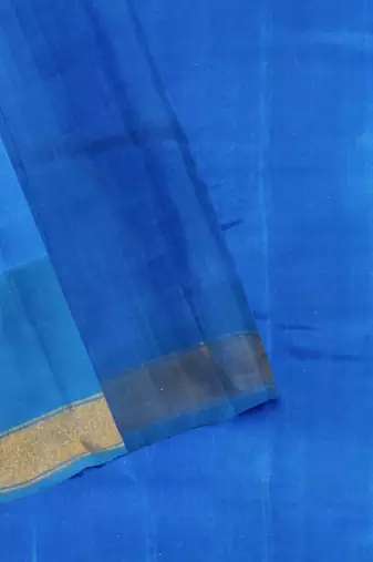 Turquoise blue mulberry pure silk single ikkat  saree