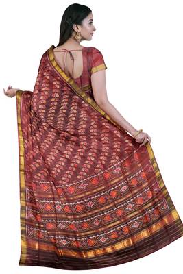 Maroon mulberry pure silk single ikkat  saree 2