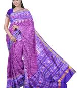Purple mulberry pure silk single ikkat  saree