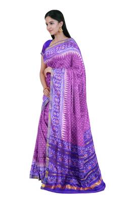 Purple mulberry pure silk single ikkat  saree 4