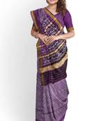 Purple mulberry pure silk single ikkat  saree