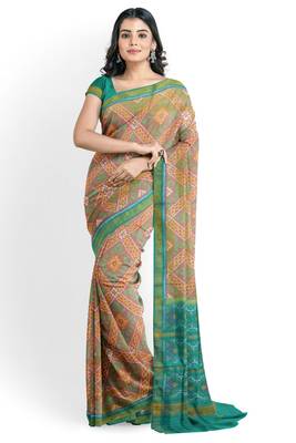 Multicolor mulberry pure silk single ikkat  saree 1