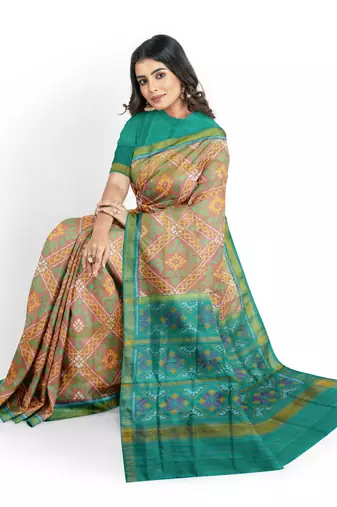 Multicolor mulberry pure silk single ikkat  saree