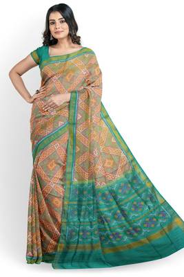 Multicolor mulberry pure silk single ikkat  saree 5