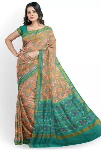 Multicolor mulberry pure silk single ikkat  saree