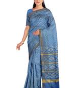 Turquoise blue mulberry pure silk single ikkat  saree