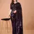Purple georgette party wear embroidered saree with blouse fabric 