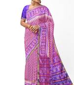 Purple mulberry pure silk single ikkat  saree
