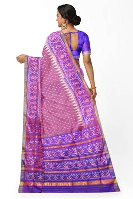 Purple mulberry pure silk single ikkat  saree 2