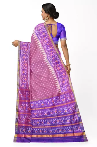 Purple mulberry pure silk single ikkat  saree