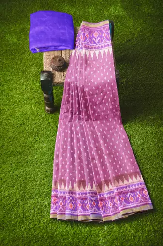 Purple mulberry pure silk single ikkat  saree