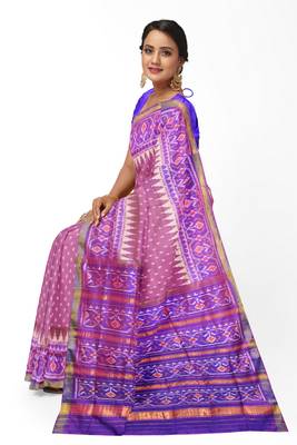 Purple mulberry pure silk single ikkat  saree 4