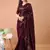 Wine georgette party wear embroidered saree with blouse fabric 