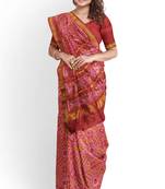Maroon mulberry pure silk single ikkat  saree