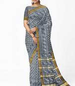 Gray mulberry pure silk single ikkat  saree