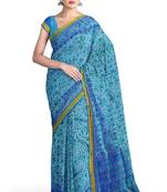 Sea green mulberry pure silk single ikkat  saree