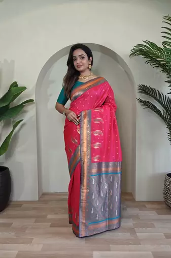 Rani Pink Kanchipuram Paithani Art Silk Saree