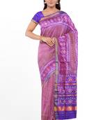 Purple mulberry pure silk single ikkat  saree