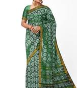 Green mulberry pure silk single ikkat  saree