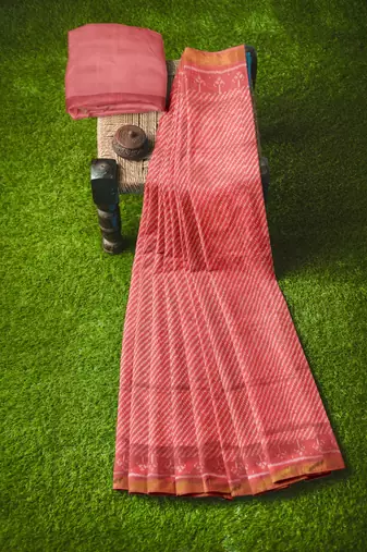 Baby pink mulberry pure silk single ikkat  saree