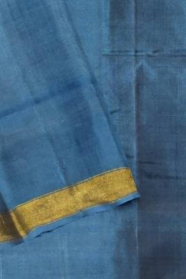 Turquoise blue mulberry pure silk single ikkat  saree 5