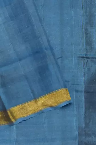 Turquoise blue mulberry pure silk single ikkat  saree