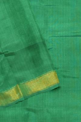 Green and pink mulberry pure silk single ikkat  saree 5