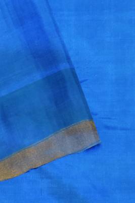Turquoise blue mulberry pure silk single ikkat  saree 5