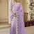 Lavender micro net party wear embroidered saree with blouse fabric 