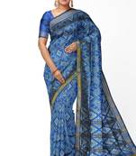Turquoise blue mulberry pure silk single ikkat  saree