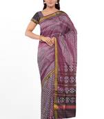Purple mulberry pure silk single ikkat  saree