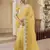 Yellow micro net party wear embroidered saree with blouse fabric 