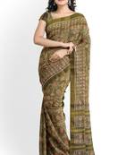 Khakhi mulberry pure silk single ikkat  saree