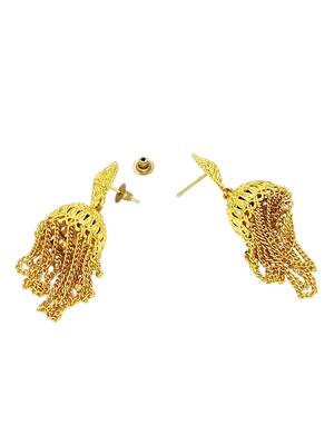 9blings gold plated ornate layered jhumka earrings 3