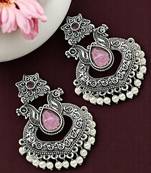 9blings silver oxidised multicolor drop jhumka earrings