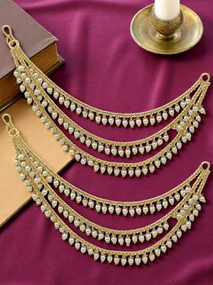 gold plated beaded 3 layered ear chain 1