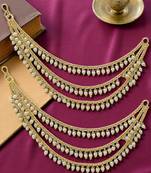 gold plated beaded 3 layered ear chain