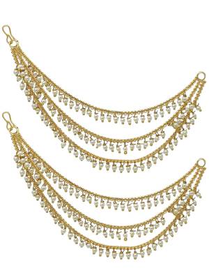 gold plated beaded 3 layered ear chain 2